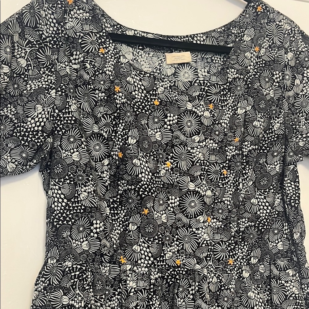 Floral Black and White Dress